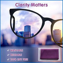 Load image into Gallery viewer, Microfiber Cleaning Cloths 12 Pack (6"x7") in Individual Vinyl Pouches | Glasses Cleaning Cloth for Eyeglasses, Phone, Screens, Electronics, Camera Lens Cleaner (Purple)
