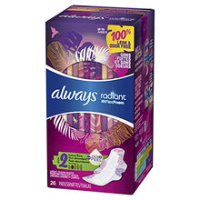Load image into Gallery viewer, Always Radiant Feminine Pads for Women, Size 2, 78 Count, Heavy Flow Absorbency, with Flexfoam Wings, Light Clean Scent, 26 Count, Pack of 3 - 78 Count Total)