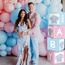 Load image into Gallery viewer, Elephant Baby block Boxes for Birthday Party Decorations, Elephant Gender Reveal Decorations – 4 Pink and Blue BABY Balloon Boxes With Elephant Printed, Babyshower Decorations for Boys Girls First Birthday
