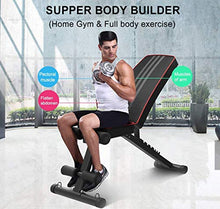 Load image into Gallery viewer, Yoleo Adjustable Weight Bench - Utility Weight Benches for Full Body Workout, Foldable Flat/Incline/Decline FID Bench Press for Home Gym