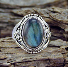 Load image into Gallery viewer, Yuren Vintage Fashion Women 925 Silver Turquoise Moonstone Ring Wedding Bridal Jewelry Shell Ring Size6-10 (US Code 10)