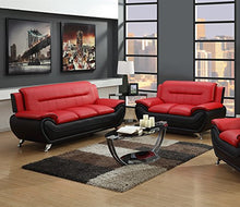Load image into Gallery viewer, GTU Furniture Contemporary Bonded Leather Sofa & Loveseat Set (Sofa and Loveseat, Red and Black)