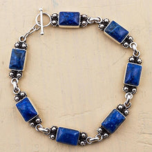 Load image into Gallery viewer, NOVICA Lapis lazuli 925 Sterling Silver Link Bracelets, 7.5" 'Seven Seas'