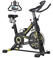 Load image into Gallery viewer, PYHIGH Indoor Cycling Bike Stationary Exercise Bike, Comfortable Seat Cushion, Ipad Holder with LCD Monitor for Home Cardio Workout Bike