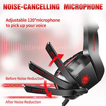 Load image into Gallery viewer, PHOINIKAS H1 Gaming Headset for PS4, Xbox One, PC, Laptop, Nintendo Switch with Bass Surround, Xbox One Headset with Noise-Cancelling Mic, Over Ear Headphones with LED Light, Gift for Kids - Red