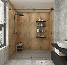 Load image into Gallery viewer, DIYHD 5FT Frameless Black Sliding Glass Shower Door Running Track Barn Shower Door Rolling Hardware