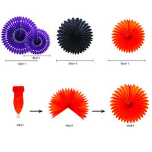 Load image into Gallery viewer, KAXIXI Halloween Party Supplies, Ghost Witch Black Cat Pumpkin Paper Lanterns, Ghost Garland, Paper Fans for Adult Kids Birthday Indoor Outdoor Yard Haunted House Decorations