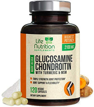 Load image into Gallery viewer, Glucosamine with Chondroitin Turmeric MSM, Triple Strength 2100mg, for Hip, Knee, Joint & Back Comfort - Made in USA - Joint Supplement with Boswellia & Bromelain. Non GMO - 120 Capsules