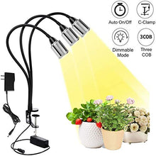 Load image into Gallery viewer, CWH&WEN Plant Grow Light, Grow Lamp Full Spectrum with Auto ON &Off Timer 3/9/12H for Indoor Plants, 3 Heads Grow Bulbs, USB+AC Adapter for Seedlings and Succulents
