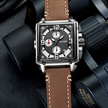 Load image into Gallery viewer, MEGIR Men's Analogue Army Military Chronograph Luminous Quartz Watch with Fashion Leather Strap for Sport & Business Work ML2061G (Brown)