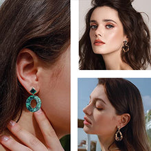 Load image into Gallery viewer, HANPABUM 6Pairs Clip On Dangle Earrings for Women Lightweight Statement Non Pierced Bohemian Rattan Acrylic Earrings
