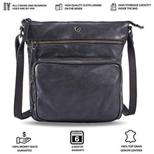 Load image into Gallery viewer, COCHOA Women's Crossbody Real Leather Triple Zip Bag, Purse, Travel Bag (Black)