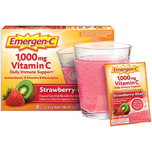 Load image into Gallery viewer, Emergen-C 1000mg Vitamin C Powder, with Antioxidants, B Vitamins and Electrolytes, Vitamin C Supplements for Immune Support, Caffeine Free Fizzy Drink Mix, Strawberry Kiwi Flavor - 30 Count