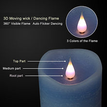 Load image into Gallery viewer, SIMPLUX Moving Flame Led Timer Battery Operated Pillar Real Wax Flameless Candle, 3x7 inches, Blue
