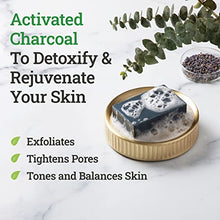 Load image into Gallery viewer, Natural Activated Charcoal Soap Bar (2-Pack) | Hand, Foot & Body Soap for Acne, Blackheads, Eczema, Athletes Foot | Tea Tree, Peppermint & Charcoal Soap | Vegan, Cruelty Free | Made In USA | 8 Oz