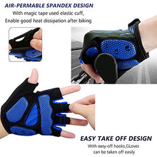 Load image into Gallery viewer, MOREOK Mens Cycling Gloves,Half Finger Biking Glove MTB DH Road Bicycle Gloves Gel Pad Shock-Absorbing Anti-Slip Breathable Motorcycle Mountain Bike Gloves Unisex Women AK050-Blue-M