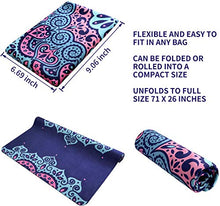 Load image into Gallery viewer, KUYOU Yoga Mat Foldable 1/16 Inch Thick Non-Slip Travel Yoga Mat Cover Pad Sweat Absorbent and Soft Lightweight Exercise Workout Mat with 96 inch Stretch Band Strap for Yoga Pilates and Fitness