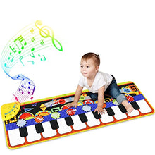 Load image into Gallery viewer, RenFox Kids Musical Mats, Music Piano Keyboard Dance Floor Mat Carpet Animal Blanket Touch Playmat Early Education Toys for Baby Girls Boys(43.3x14.2in)