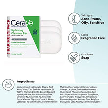 Load image into Gallery viewer, CeraVe Hydrating Cleanser Bar | Soap-Free Body and Facial Cleanser with 5% Cerave Moisturizing Cream | Fragrance-Free | 3-Pack, 4.5 Ounce Each