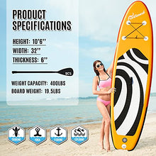 Load image into Gallery viewer, FunBase Sup Inflatable Stand Up Paddle Board with 10’6’’×32’’×6’’ Premium Paddleboard & Fast inflate Pump & Backpack Portable for Youth Adult Have Fun in River, Oceans and Lakes