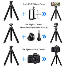 Load image into Gallery viewer, YeahWhee Phone Tripod, Flexible Cell Phone Selfie Stick Tripod Stand Camera Tripod Holder with Wireless Bluetooth Remote and Universal Clip for iPhone, Android Phone, Sports Camera GoPro