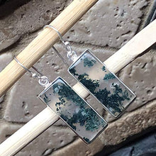 Load image into Gallery viewer, Natural Green Moss Agate 925 Solid Sterling Silver Earrings 40mm