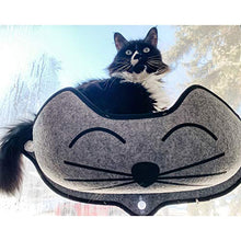 Load image into Gallery viewer, K&H PET PRODUCTS EZ Mount Window Bed Kitty Sill Gray with Kitty Face 27 X 11 X 6 Inches
