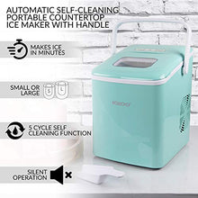 Load image into Gallery viewer, Igloo ICEB26HNAQ Automatic Self-Cleaning Portable Electric Countertop Ice Maker Machine With Handle, 26 Pounds in 24 Hours, 9 Ice Cubes Ready in 7 minutes, With Ice Scoop and Basket, Aqua
