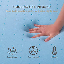 Load image into Gallery viewer, BedStory 3 Inch Memory Foam Mattress Topper, Cooling Gel Infused Toppers for Twin Size Bed, Premium Mattress Pad with Removable Soft Cover, 2-Layer Ventilated Design & High-Density Memory Foam