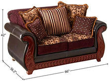 Load image into Gallery viewer, Furniture of America Kildred 2-Piece Fabric and Leatherette Sofa Set, Burgundy