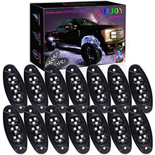 Load image into Gallery viewer, JIMJOY RGB LED Rock Lights,14 Pods Waterproof Multicolor Chasing Neon Underglow Music Lighting Kit with APP&RF Control for Car Truck ATV UTV SUV