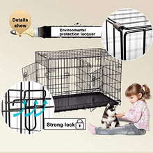 Load image into Gallery viewer, BestPet Dog Crate Double Door Folding Metal Dog Cage Plastic Tray Pet Crate Pet Cage W/Divider,24" 30" 36" 42" 48" (42" Dog Cage)