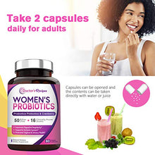 Load image into Gallery viewer, Doctor's Recipes Women’s Probiotic, 60 Caps 50 Billion CFU 16 Strains, with Organic Prebiotics Cranberry, Digestive Immune Vaginal & Urinary Health, Shelf Stable, Delayed Release, No Soy Gluten Dairy