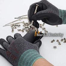 Load image into Gallery viewer, DEX FIT Lightweight Nitrile Work Gloves FN330, 3D Comfort Stretch Fit, Durable Power Grip Foam Coated, Smart Touch, Thin Machine Washable, Black Grey Medium 3 Pairs Pack