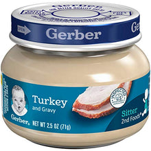 Load image into Gallery viewer, Gerber 2nd Foods 12 Total 2.5 Ounce Jars of Each Flavor (3 Turkey & Turkey Gravy, 3 Ham and Ham Gravy, 3 Chicken & Chicken Gravy, 3 Beef and Gravy)