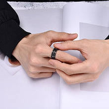 Load image into Gallery viewer, King Will Classic Mens 8mm Black Plated Tungsten Carbide Wedding Band Brick Pattern Brushed Finish(12.5)