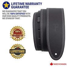 Load image into Gallery viewer, Perri’s Leathers Ltd. - Guitar Strap – Leather – Double Stitched - Black - Adjustable - for Acoustic / Bass / Electric Guitars –Made in Canada (BDS-175)
