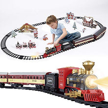 Load image into Gallery viewer, SNAEN Train Sets w/ Steam Locomotive Engine, Cargo Car and Tracks, Battery Powered Play Set Toy w/ Smoke, Light & Sounds, for Kids, Boys & Girls 3 4 5 6 7 Years Old