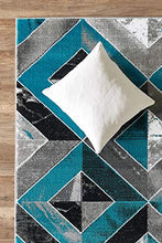 Load image into Gallery viewer, GLORY RUGS Area Rug Abstract Diamond Modern Modern Distressed Carpet Bedroom Living Room Contemporary Dining Accent Sevilla Collection 5504A (8x10, Turquoise)