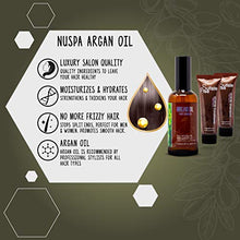 Load image into Gallery viewer, Nuspa Argan Oil With Shampoo and Conditioner Set - Color Safe Treatment, UV Protection, Intense Moisturizing For Dry, Damaged, Frizzy, Volumizing for Thin Hair 20ml