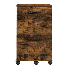 Load image into Gallery viewer, VASAGLE File Cabinet, with 2 Drawers, Mobile Filing Cabinet with Wheels, for A4, Letter Sized Documents, Hanging File Folders, Rustic Brown and Black UOFC040B01
