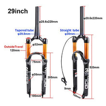 Load image into Gallery viewer, BOLANY 26/27.5/29 inch MTB Bicycle Magnesium Alloy Suspension Fork, Tapered and Straight Tube Front Fork (Manual Locking - Remote Locking) (29,Tapered-Remote)