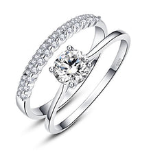 Load image into Gallery viewer, AVECON Women's 925 Sterling Silver Round Cut White CZ Solitaire Engagement Rings Band Size 6