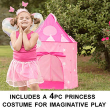 Load image into Gallery viewer, 5-Piece Princess Castle Girls Pop Up Play Tent & Dress Up Costume Bundle - Playhouse Gift for Girls & Toddler for Indoor & Outdoor Use with Pink Fairy Tale Carrying Bag & Glow in The Dark Stars