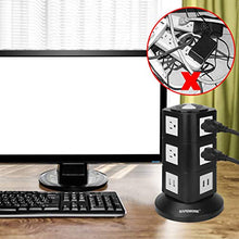 Load image into Gallery viewer, Power Strip Lanshion Surge Protector with Overload Protection with 6 Outlet and 3 USB,1250W 15A 125V, 6.5 Feet Extension Cord -Black