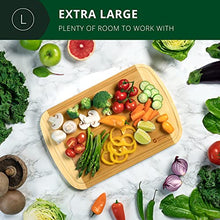 Load image into Gallery viewer, Extra Large Cutting Board - Bamboo Cutting Boards for Kitchen, Wood Chopping Boards with Juice Groove, Wooden Cutting Board for Vegetables, Fruit and Cheese | Charcuterie Serving Tray (L, 15" x 10")