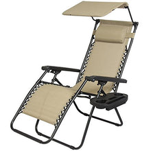 Load image into Gallery viewer, 2 PCS Zero Gravity Chair Lounge Patio Chairs with Canopy Cup Holder