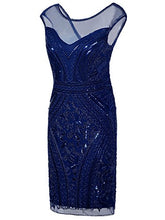 Load image into Gallery viewer, Vijiv 1920s Prom Wedding Dresses Inspired Sequins Cocktail Gatsby Flapper Dress Blue XL