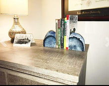 Load image into Gallery viewer, JIC Gem Home Decorative 2 to 3 Lbs Polished Geode Agate Bookends 1 Pair with Rubber Bumpers Dyed Blue Color