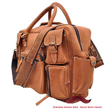Load image into Gallery viewer, Buffalo Hunter Leather Briefcase Messenger Bag compartment bag Tour bag office bag Laptop leather bag for unisex by Vintage House USA